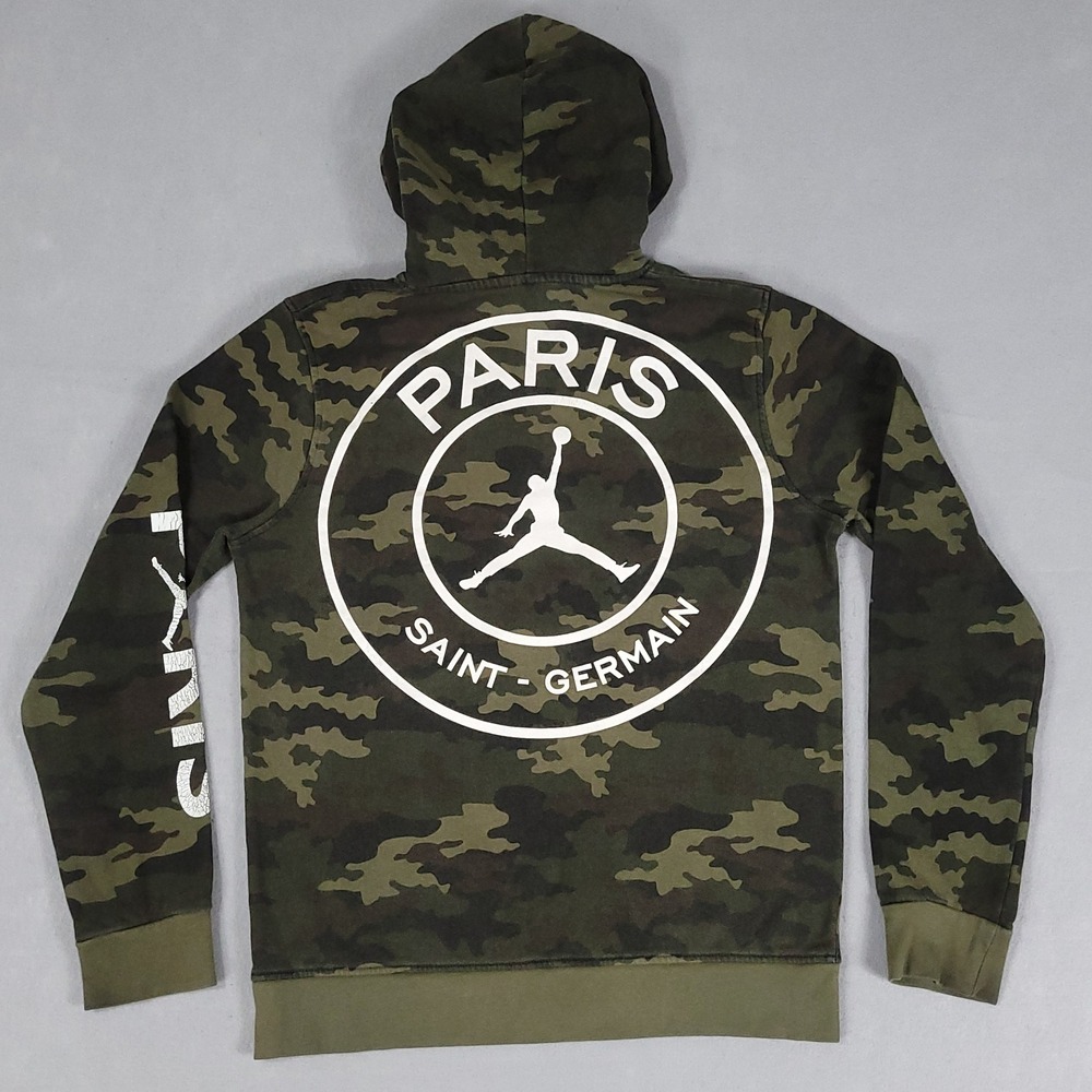 Jordan Hoodie Mens Large Green Camo Pullover Cotton PSG Paris Saint-Germain